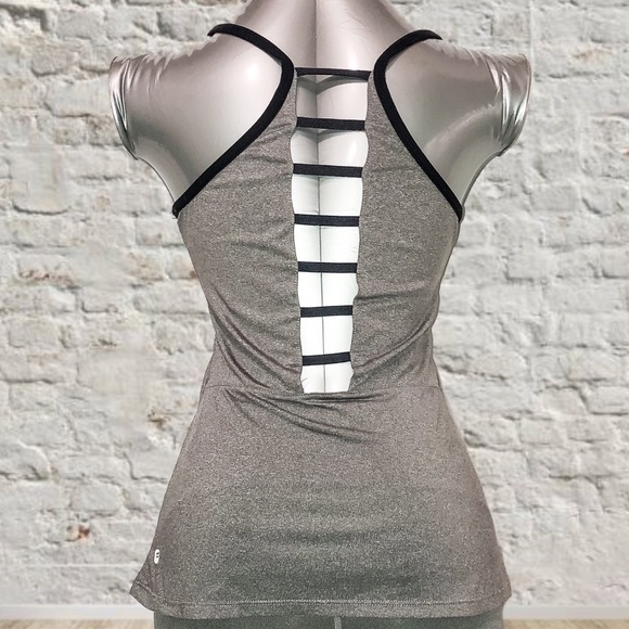 Fabletics Tops - Fabletics Ladderback Grey and Black Top